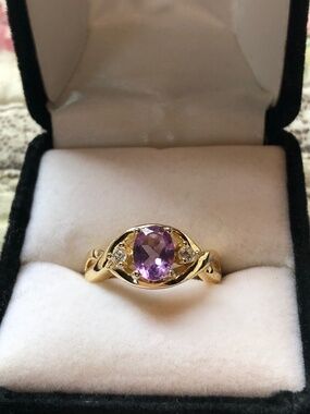 Fancy  purple stone gold plated ring